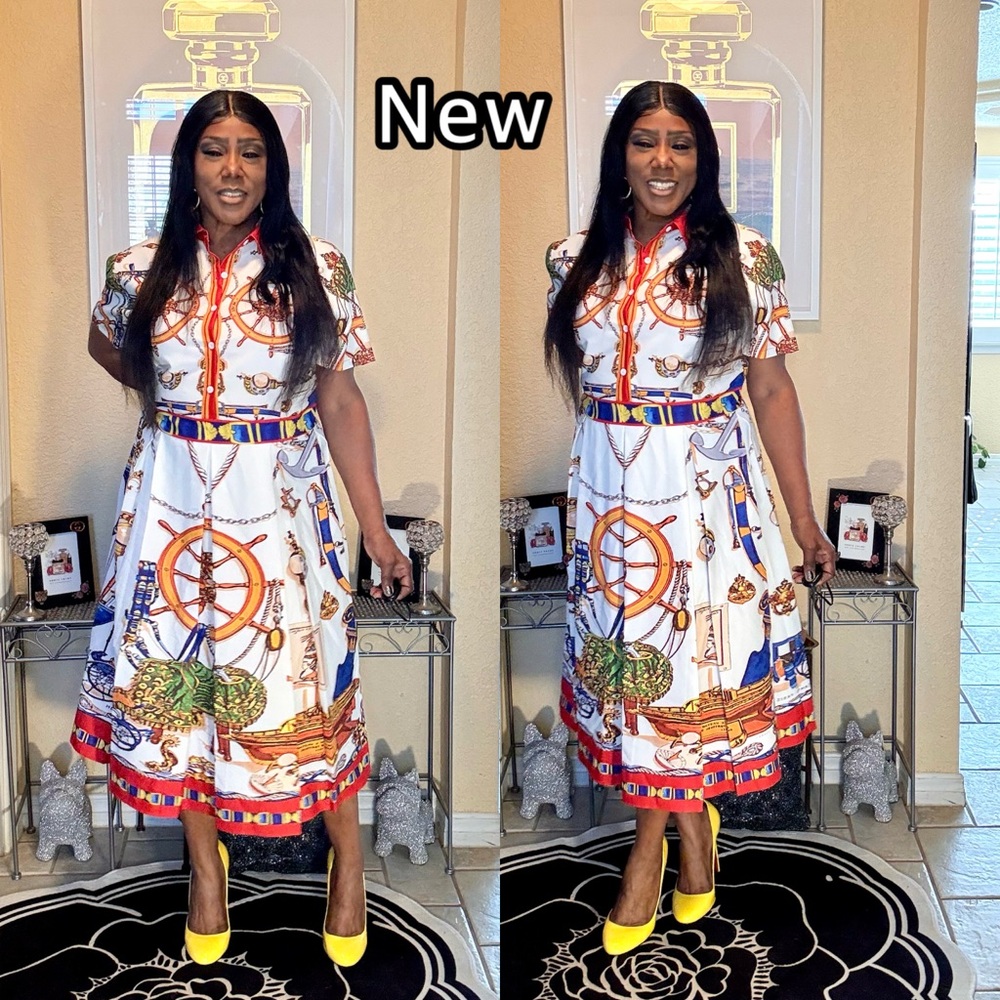 Colorful Nautical Print Midi Dress - Picture 14 of 16